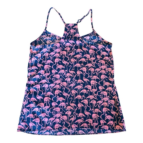 J. Crew Pink Flamingo Print Racerback Top - Picture 2 of 6